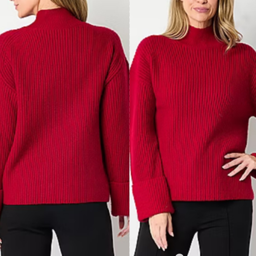 Liz Claiborne Women's Mock Neck Red Sweater - Picture 7 of 15